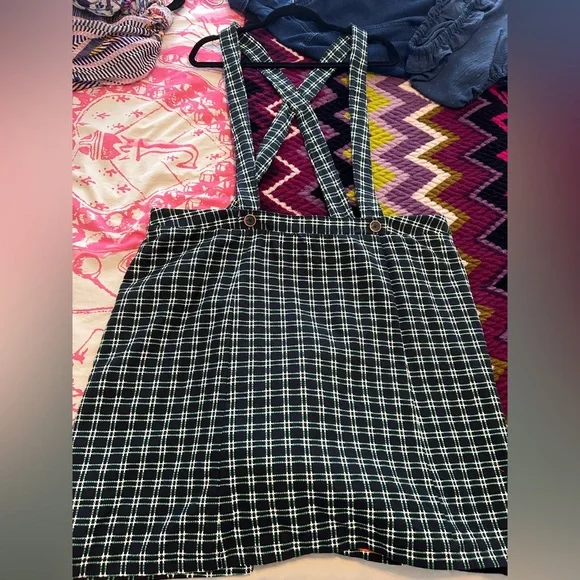 BNWT Maeve Green Plaid Pinafore skirt 24w Anthropologie - Picture 6 of 7